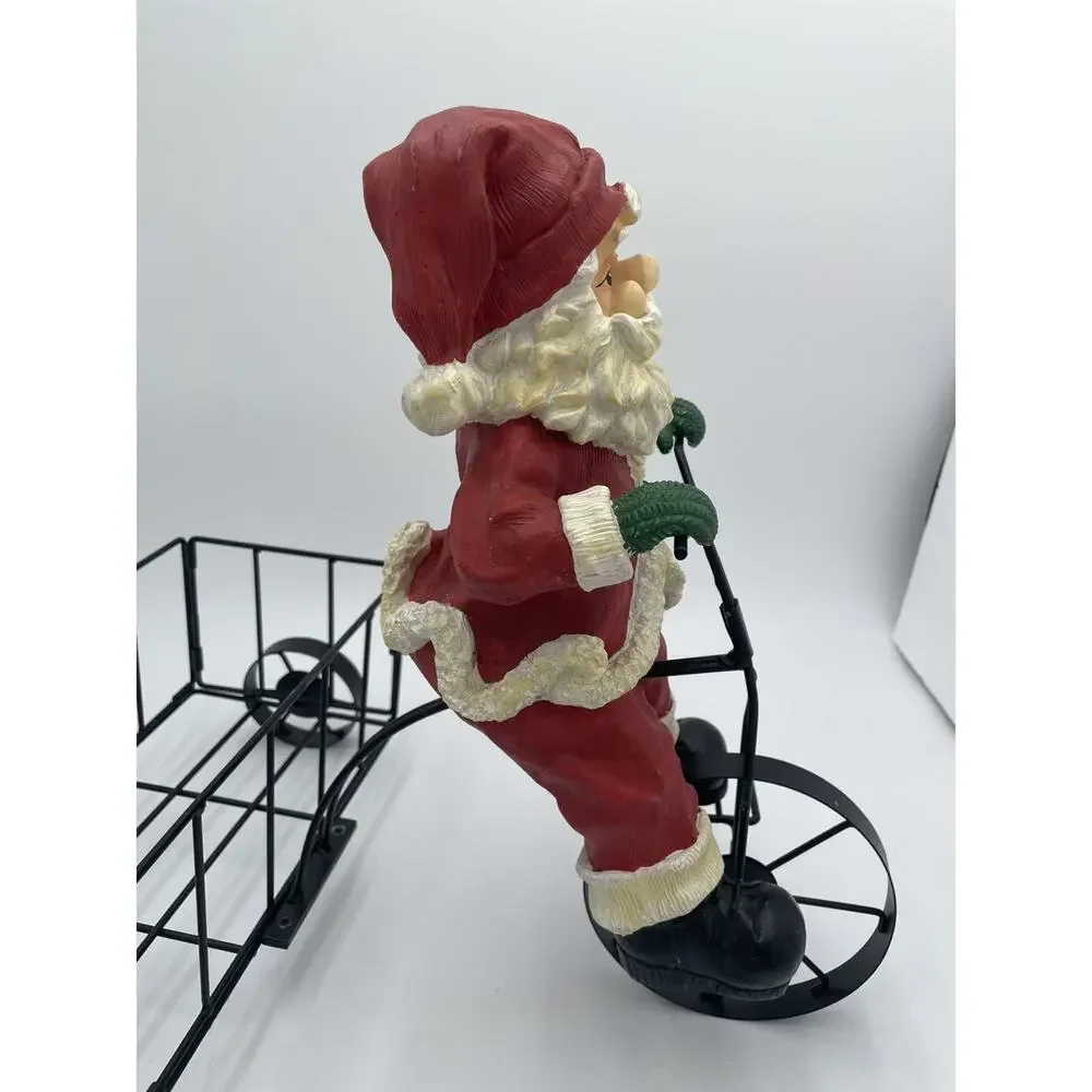 Large Oversized Christmas Decoration Vintage Santa Clause Riding Tricyle Basket